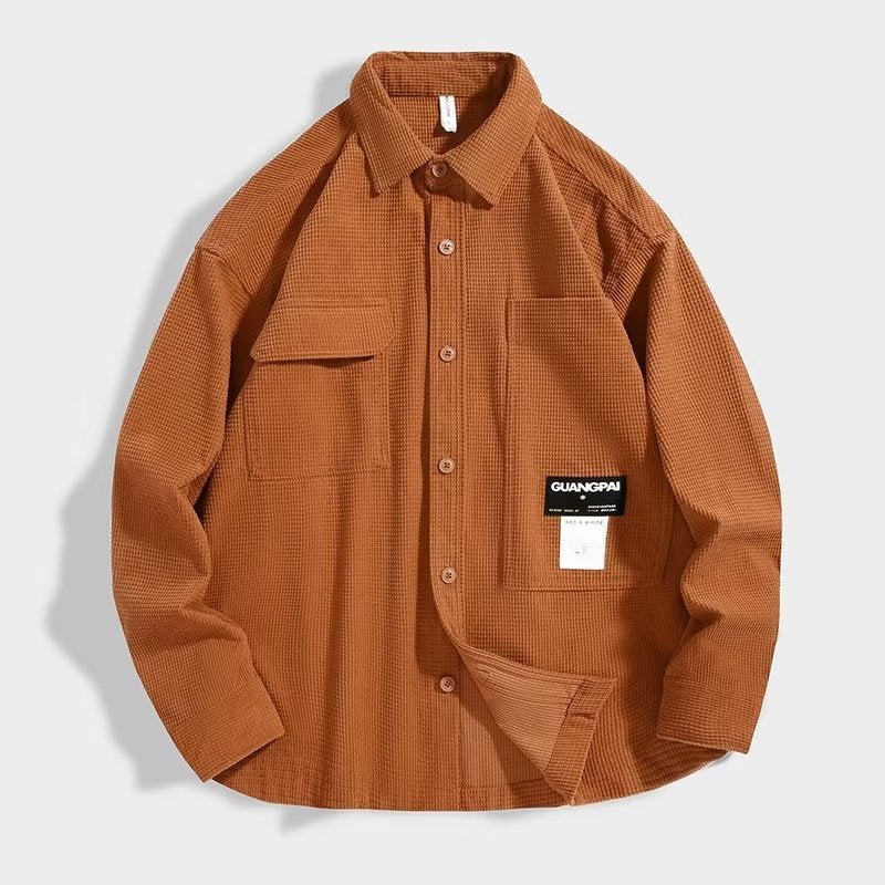 Vintage Casual Mens Work Shirt Jacket Orange  - Image 1