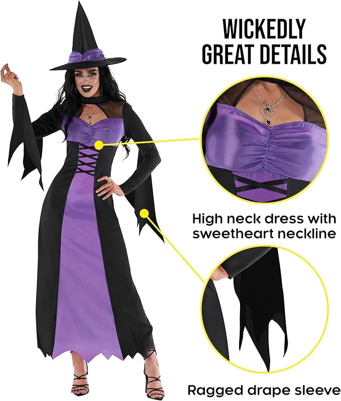 Morph Witch Costume Women Purple, Witch Costume Women, Halloween Costume Woman Witch, Witch Costume Women Halloween, Witch Costumes For Halloween Women, Halloween Costumes Women Witch S - Image 2