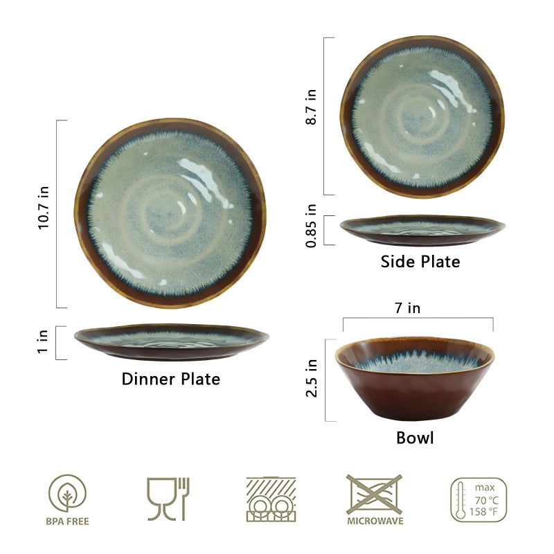 Gufaith Melamine Dinnerware Sets,12Pcs Plate and Bowl Set,Unbreakable and Lightweight Dish Set,Great for Camping and RV,BPA free,Dishwasher Safe(Sandy Brown) - Image 5