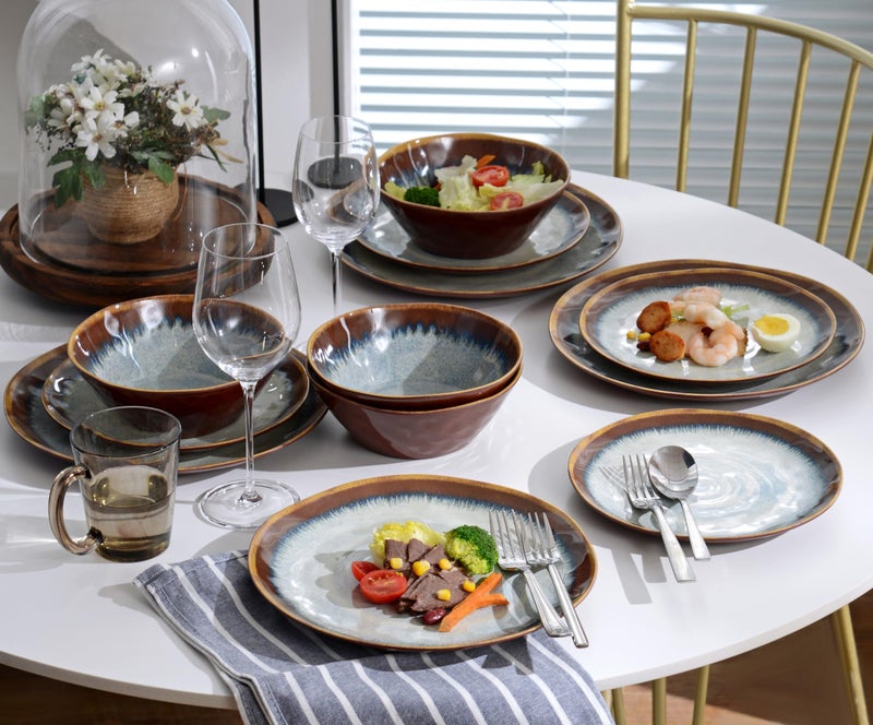 Gufaith Melamine Dinnerware Sets,12Pcs Plate and Bowl Set,Unbreakable and Lightweight Dish Set,Great for Camping and RV,BPA free,Dishwasher Safe(Sandy Brown) - Image 3