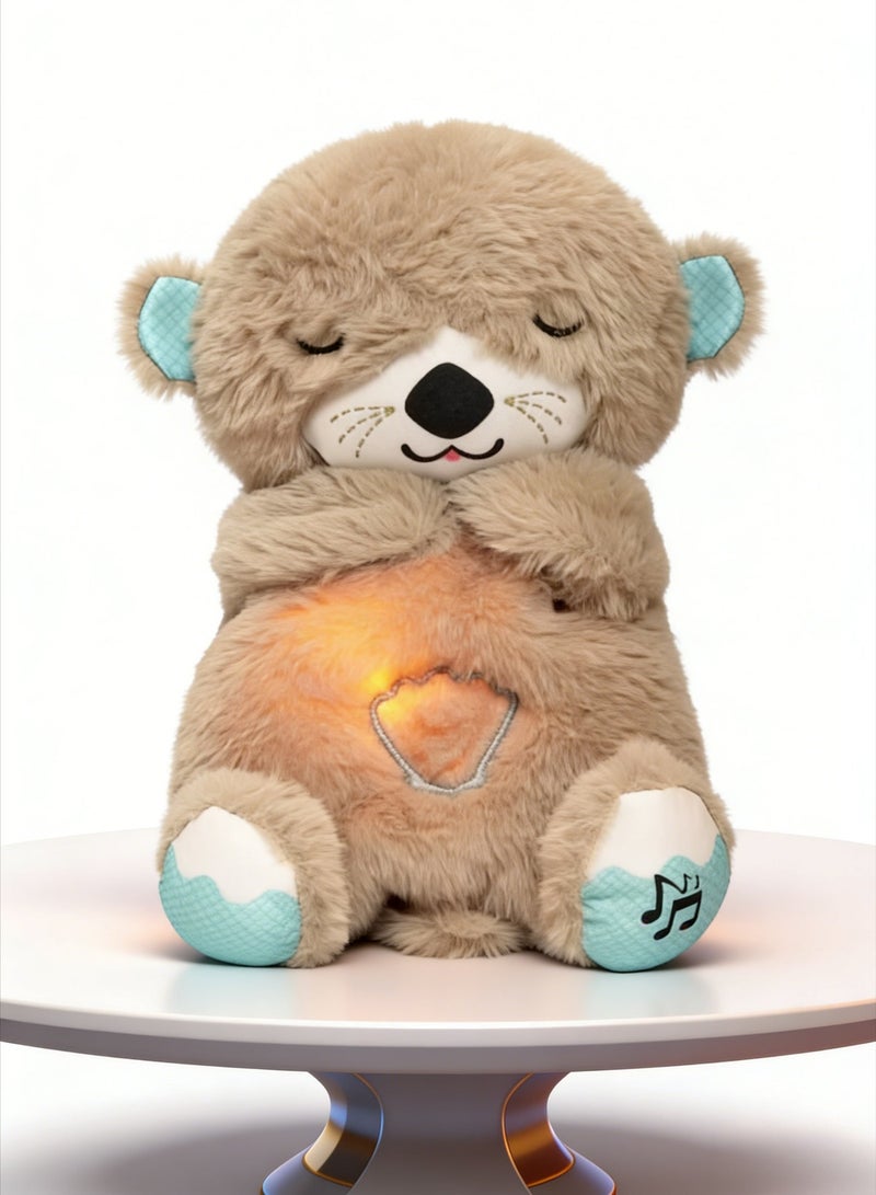 Breathing Otter, Soothe 'N Snuggle Otter with Breathing Movements and Music, Baby Breathing Soothing Otter Plush Doll, Music Sleep Companion, Sleep Aid（brown） - Image 1