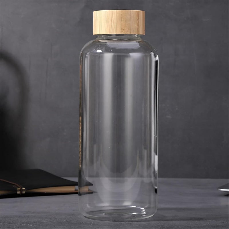 sunkey Sports Borosilicate Glass Water Bottle Wide Mouth 48 Oz Large Water Bottle with Bamboo Lid Neoprene Sleeve Bpa Free - Image 4