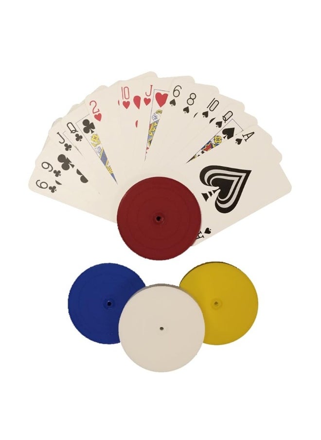 CHH 4 Piece Round Card Holders in Red, White, Yellow & Blue, Multi 