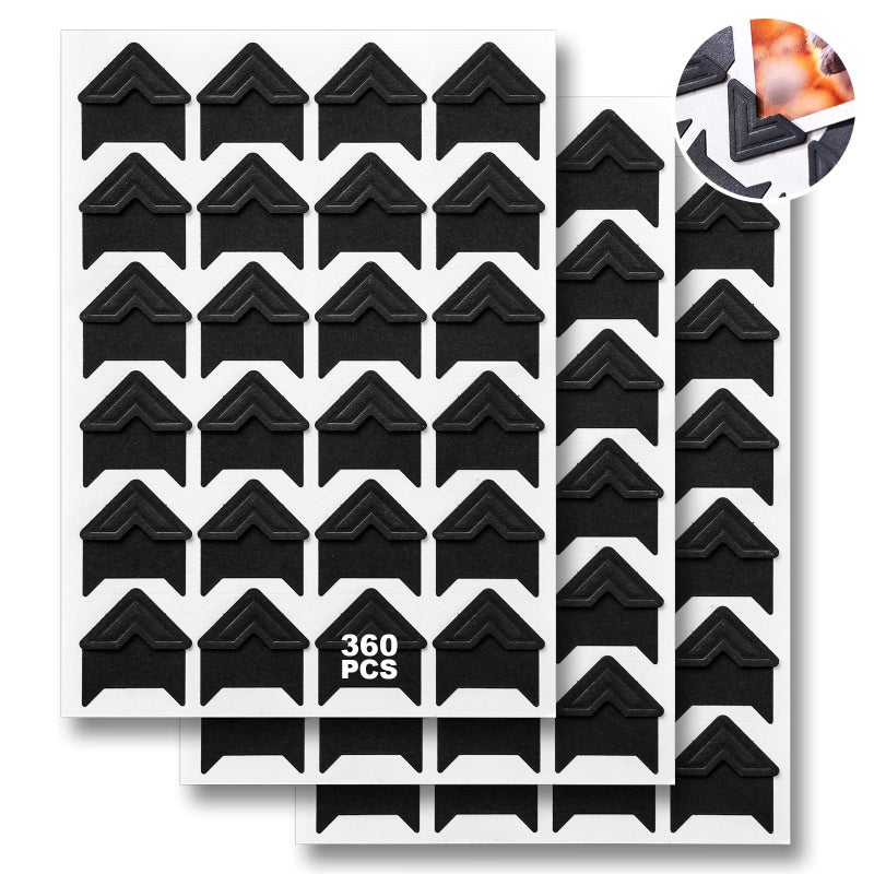 360 Pcs Photo Corners Self Adhesive Scrapbooking Photo Mounting Corners Black Photo Mounting Corners for DIY Scrapbook Photo Album Memory Books Picture Frames by CHIALLCO