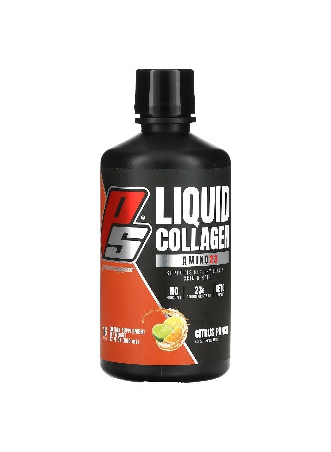PRO SUPPS ProSupps, Amino23 Liquid Collagen, Citrus Punch, 32 fl oz (960 ml) (Packaging may vary) - Image 1