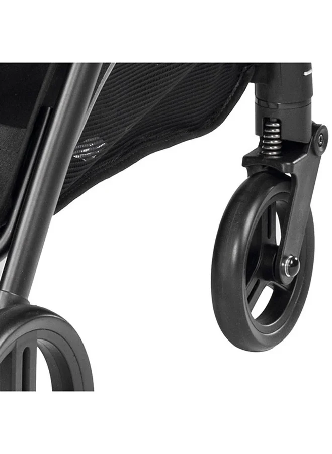 Peg Perego Selfie Onyx Stylish Lightweight/Compact Infant Travel Stroller For Kids/Toddlers With Automatic Closing/Adjustable Backrest/Footrest, Suitable From Birth Upto 17 Kg - Black