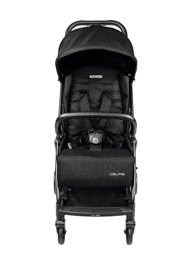 Peg Perego Selfie Onyx Stylish Lightweight/Compact Infant Travel Stroller For Kids/Toddlers With Automatic Closing/Adjustable Backrest/Footrest, Suitable From Birth Upto 17 Kg - Black