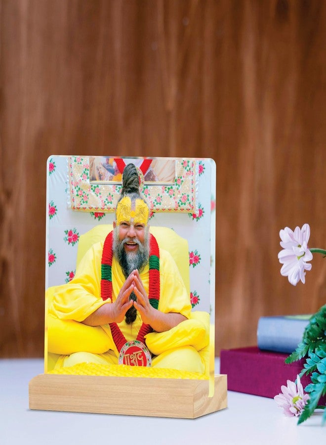 Giftplease Divine Desktop Photo Frame of Shri Premanand Maharaj Ji | Spiritual Table Stand with Wooden Base | Inspirational Religious Gift & Decor for Home, Office, GMP_05 - Image 3