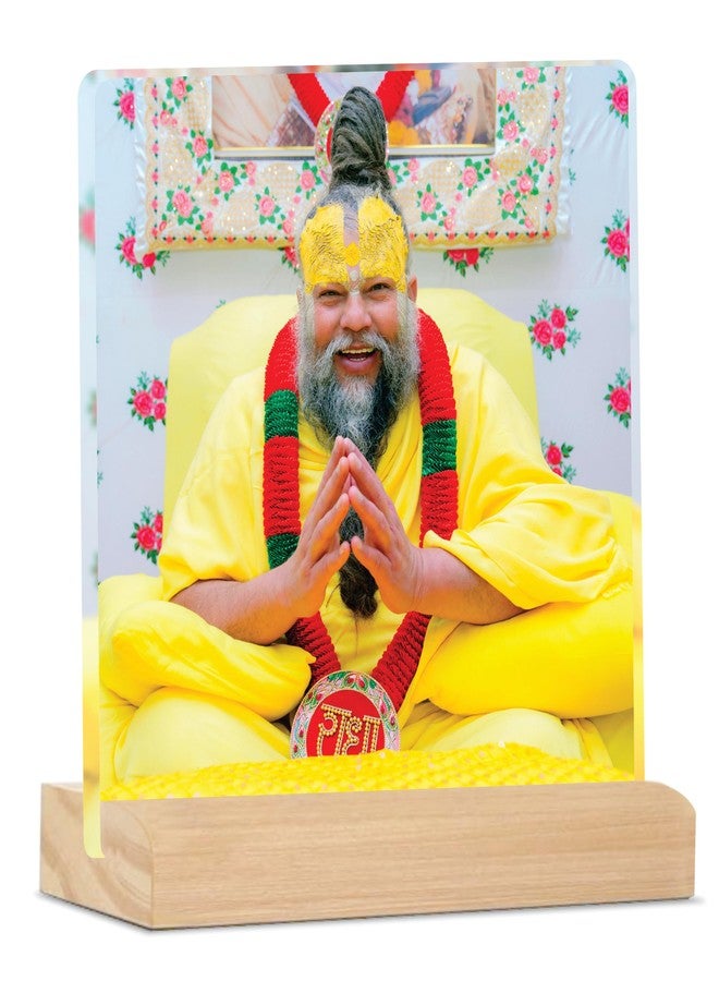 Giftplease Divine Desktop Photo Frame of Shri Premanand Maharaj Ji | Spiritual Table Stand with Wooden Base | Inspirational Religious Gift & Decor for Home, Office, GMP_05 - Image 1