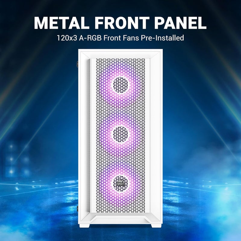 ANT Esports Renewed - Ant Esports SX7 Mid-Tower Computer Case - White with RGB Fans - Image 4