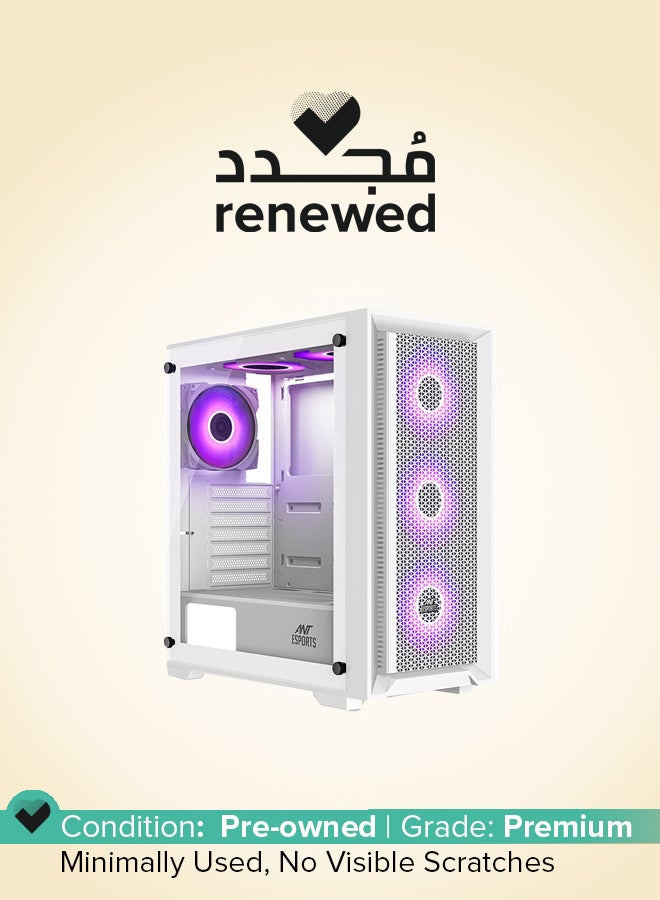 ANT Esports Renewed - Ant Esports SX7 Mid-Tower Computer Case - White with RGB Fans - Image 1