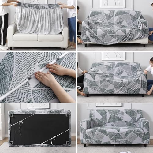 HOKIPO Elastic Stretchable Universal Sofa Cover 3 Seater (NEW-4101-S4), Grey - Image 3