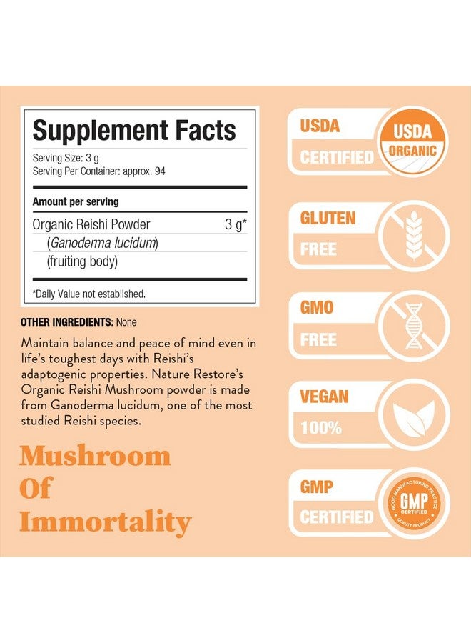 Nature Restore USDA Certified Organic Reishi Mushroom Powder, 10 Ounces, Non GMO, Gluten Free, Packaged in California, Ganoderma Lucidum/Lingzhi - Image 3
