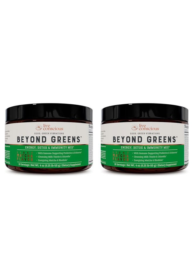 Max Green Alchemy Beyond Greens Concentrated Superfood Powder - Matcha Flavor w/Chlorella, Echinacea, Probiotics for Immune Support & Energy - 30 Servings (2-Pack)  - Image 1