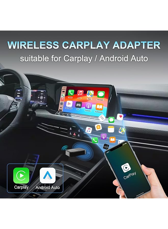KASTWAVE 2-In-1 Wireless Carplay & Android Auto Adapter For Car Stereo, Plug And Play Wireless Dongle With Usb-A Extension & Usb-C Adapter, Fast Stable Connection, Auto Reconnect, Zero Delay - Image 4