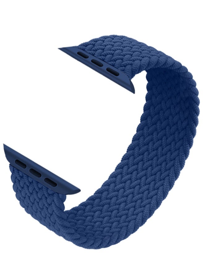 Braided Nylon Solo Loop Band 42mm 44mm 45mm 49mm Wrist Size 135-140mm Compatible with Apple Watch iWatch series 10/Ultra/9/8/7/6/SE/5/4/3/2/1 - Dark Blue - Image 1
