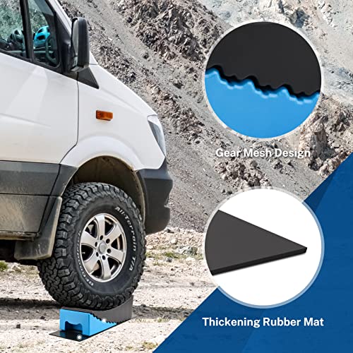 Kohree RV Leveling Blocks, Up to 35,000 lbs, Upgrade 2 Packs Sturdy RV Curved Levelers with 2 Blue Chocks, 2 Non-Slip Mats, 1 Carrying Bag, Camper Leveler for Travel Trailers, 4" Max Leveling Height - Image 4