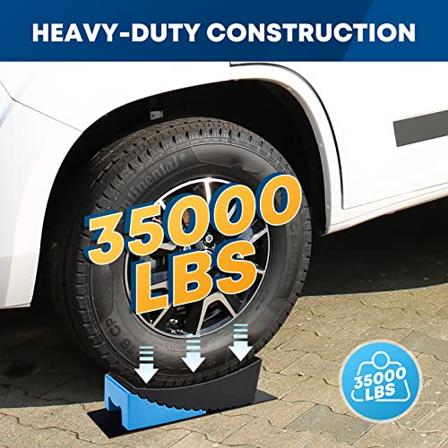 Kohree RV Leveling Blocks, Up to 35,000 lbs, Upgrade 2 Packs Sturdy RV Curved Levelers with 2 Blue Chocks, 2 Non-Slip Mats, 1 Carrying Bag, Camper Leveler for Travel Trailers, 4" Max Leveling Height - Image 2