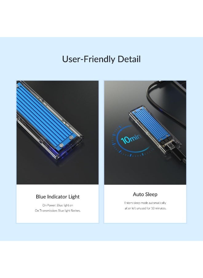 USB 3.1 Gen 2 M.2 SSD Enclosure, USB-C External Case for NVMe & SATA M.2 SSD, 10Gbps, Supports 2230/2242/2260/2280 - Image 4
