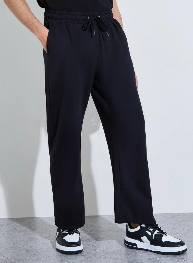 ستايلي Men Straight Leg Cotton Blend Joggers with Drawcord