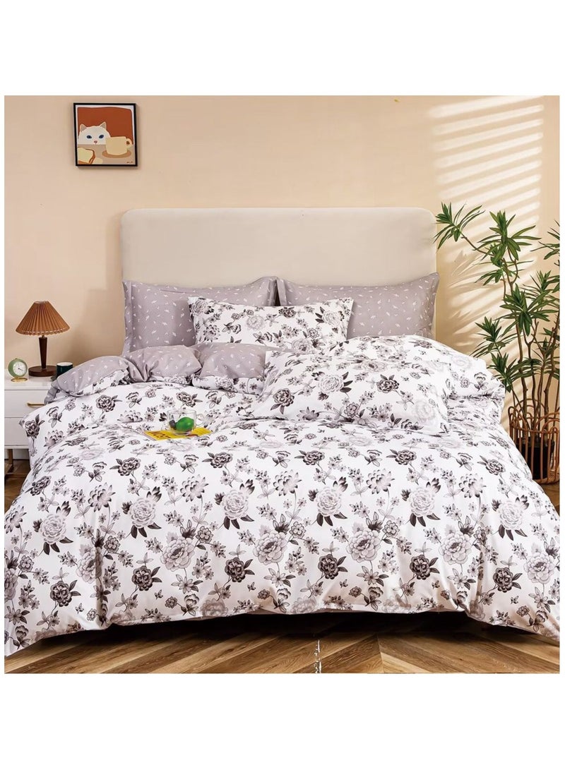 AL RAID King Size Bed Sheet Set – 6 PCS Bedding Set Includes Duvet Cover with Zipper Closure 220x240 cm, Fitted Sheet 200x200+25 cm and 4 Pillow Cases 50x75 cm – Easy Care Bed Sheet Set