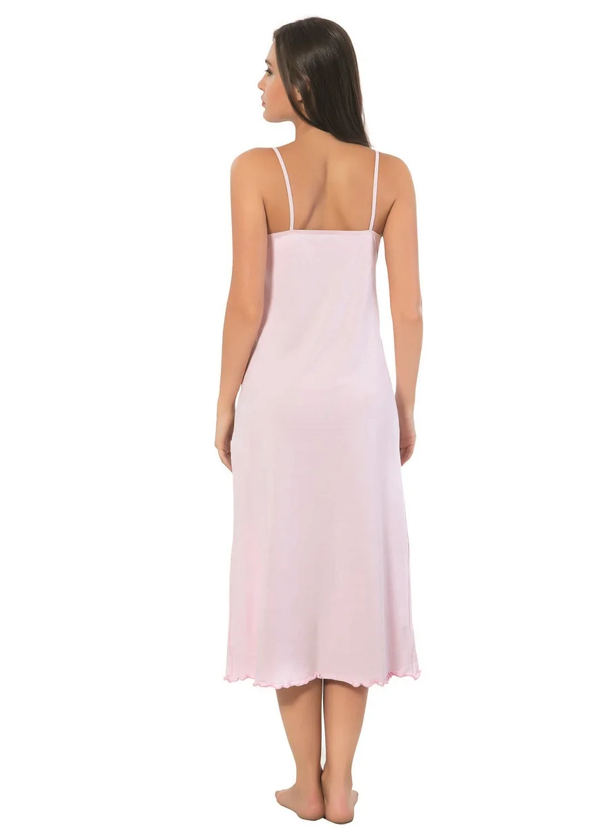 Akbeniz Ladies Long Nightgown with Rope Strap 900
