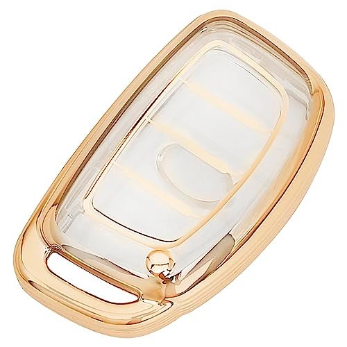 JVCV® Soft TPU Transparent Key Cover Compatible with Hyundai Alcazar, Creta, Venue, i20, Tucson, Elantra 4 Button Smart Key – Stylish Protective Case for Car Remote (Transparent Gold) - Image 4