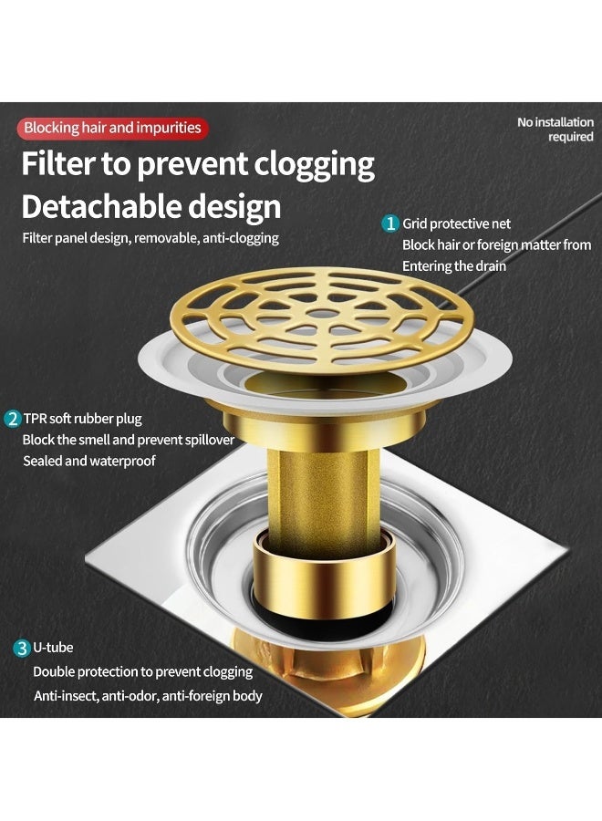 Drain Defense Kit - 2 Piece Odor Resistant Floor Drain with Removable Filter Cover |Shower Drain Hair Catcher |Prevents Plumbing Clogs |Ideal for Drain Pipes ≥ 1.3’ Diameter - Image 5