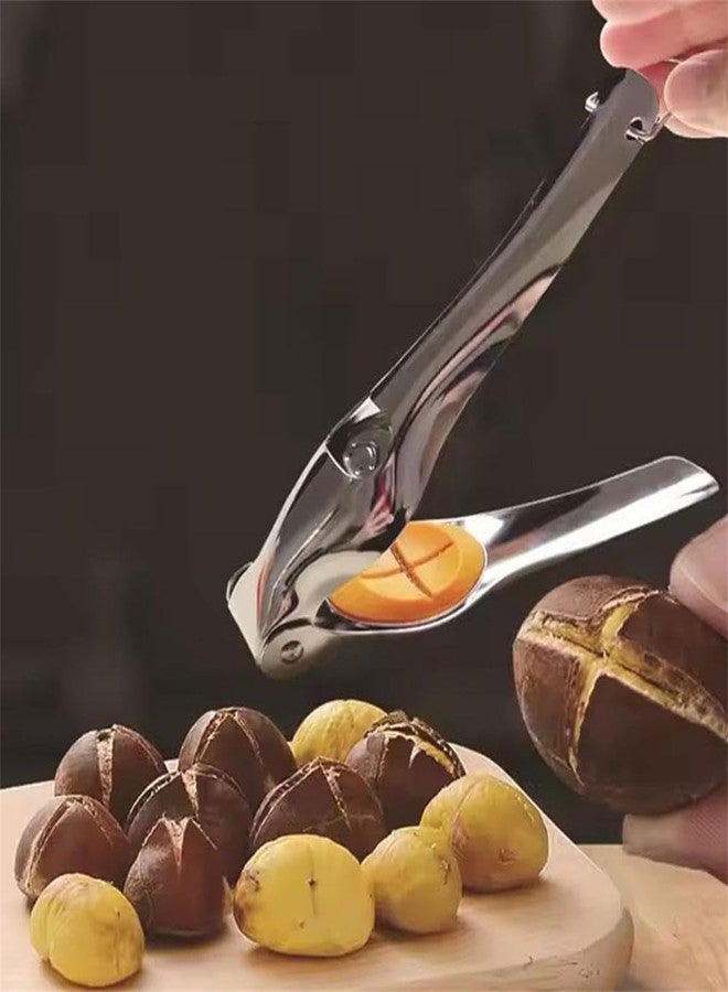 Much Hotter Chestnut Cutter Stainless Steel, Chestnut Cracker Tool, Chestnut Quick Opener, Chestnut Peeler, with Silicone Pad,Multifunctional Walnut Nut Cracker with Bottle Opener - Image 4