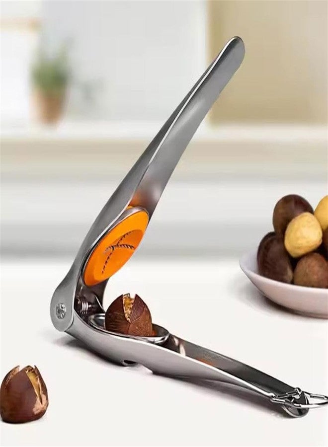 Much Hotter Chestnut Cutter Stainless Steel, Chestnut Cracker Tool, Chestnut Quick Opener, Chestnut Peeler, with Silicone Pad,Multifunctional Walnut Nut Cracker with Bottle Opener - Image 3