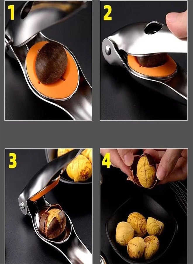 Much Hotter Chestnut Cutter Stainless Steel, Chestnut Cracker Tool, Chestnut Quick Opener, Chestnut Peeler, with Silicone Pad,Multifunctional Walnut Nut Cracker with Bottle Opener - Image 5