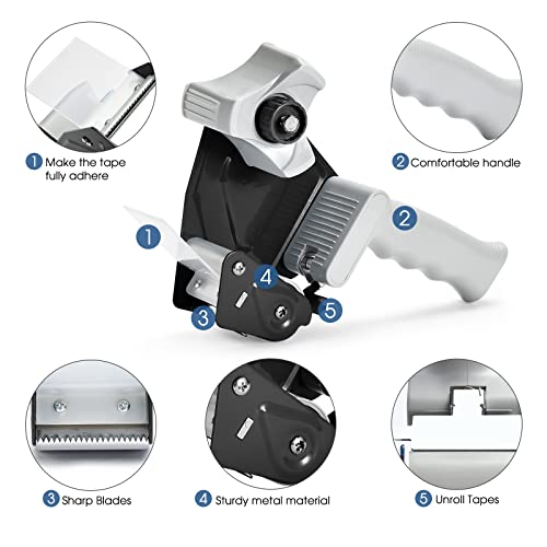 Pacific Mailer Packing Tape Dispenser Gun, Pacific Mailer 2 Inch Tape Gun Dispenser with 2 Inch Carton Packing Tape, Lightweight Industrial Side Loading Tape Dispenser - Black - Image 4