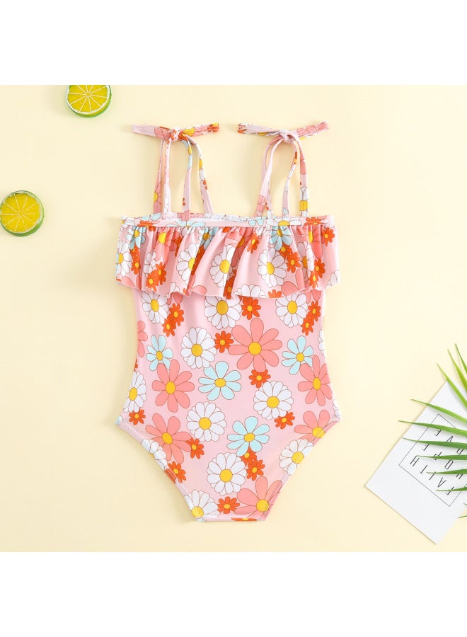 Children's Swimwear 2023 Internet-famous Children's Swimwear Girls' Korean-style Cute Sling Swimwear Direct Supply-Color:Blue Orange- - Image 3