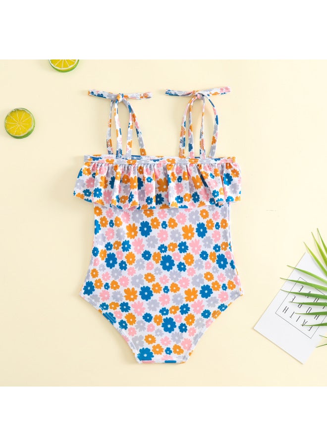 Children's Swimwear 2023 Internet-famous Children's Swimwear Girls' Korean-style Cute Sling Swimwear Direct Supply-Color:Blue Orange- - Image 4