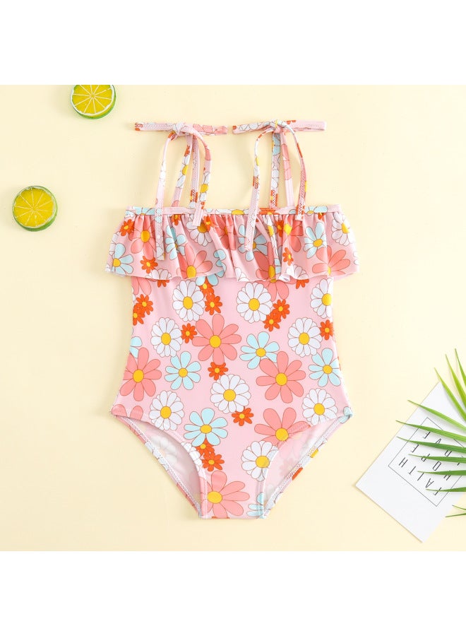 Children's Swimwear 2023 Internet-famous Children's Swimwear Girls' Korean-style Cute Sling Swimwear Direct Supply-Color:Blue Orange- - Image 2