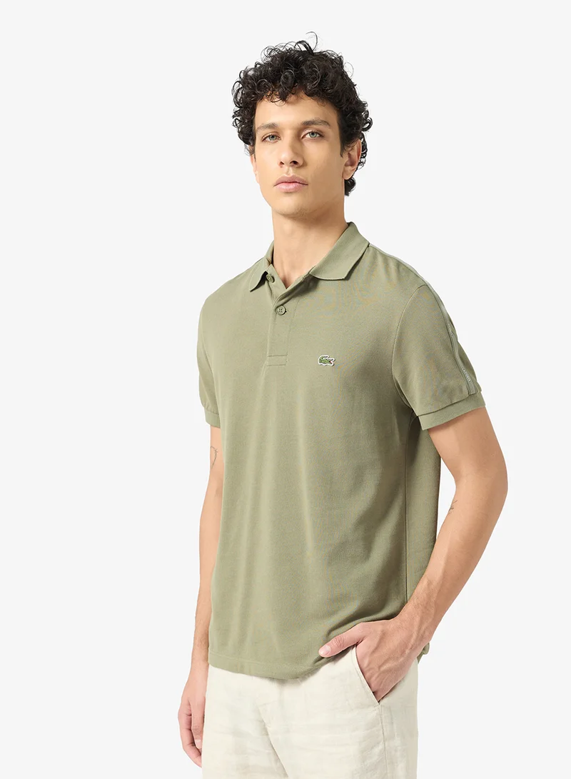 لاكوست Regular Fit Striped Band Piqué Polo