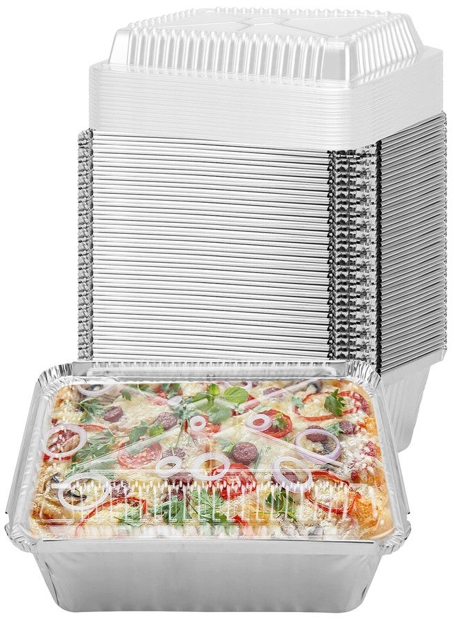 SEHOI 125 Pack 8.5 x 6.3 Inch Aluminum Pans with Clear Lids, 2.25 lb Disposable Aluminum Foil Pan, Rectangular Foil Baking Pan for Take-out, Meal Prep, Cooking - Image 1