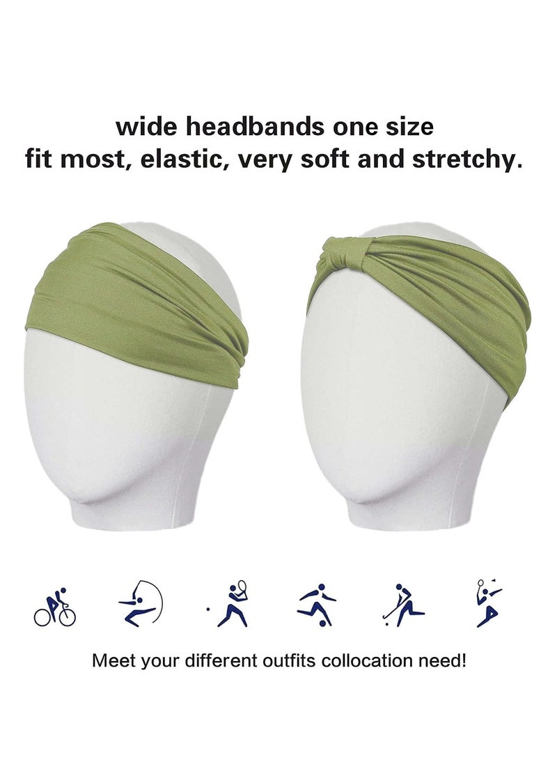 أوزيغالور 2 عبوة عصابات رأس بوهو عريضة، مانعة للانزلاق، للنساء، لليوغا، للجري، خضراء وزهرية، قطن مرن. - Image 5