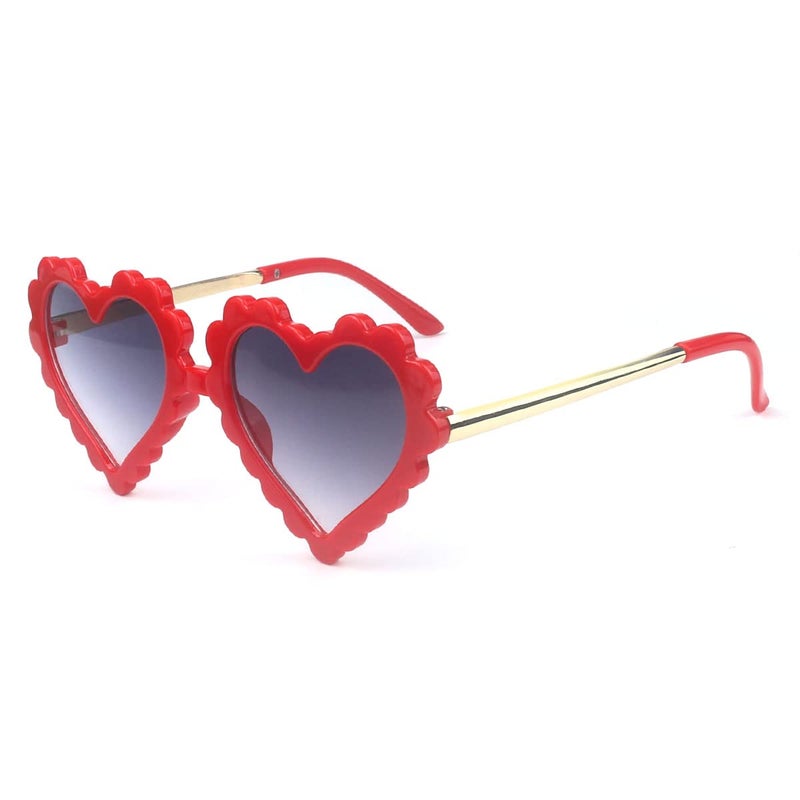 YooThink Girls Heart Sunglasses for Toddler Party Beach, UV 400 Protection Heart Flower Glasses Age 3-10 (Red) - Image 2