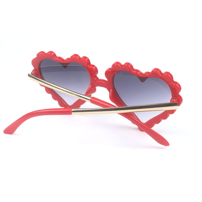 YooThink Girls Heart Sunglasses for Toddler Party Beach, UV 400 Protection Heart Flower Glasses Age 3-10 (Red) - Image 5