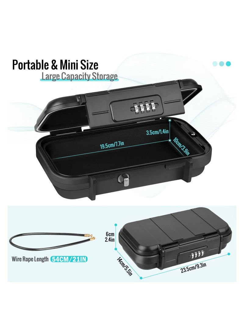 Y&D - Portable Security Box with Code, Combination Case Lock Waterproof, Removable Wire Rope Safe for Car, Home, Travel - Image 1