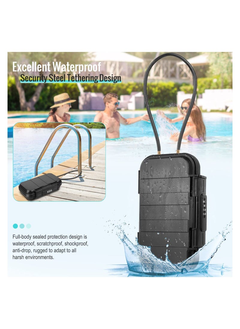 Y&D - Portable Security Box with Code, Combination Case Lock Waterproof, Removable Wire Rope Safe for Car, Home, Travel - Image 1