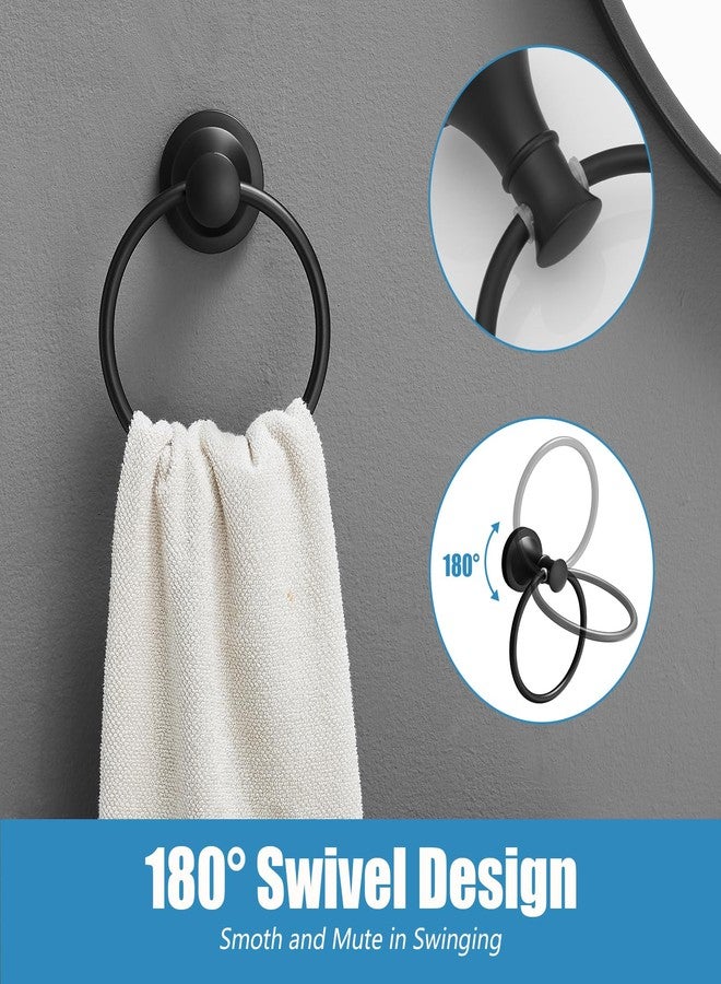 RUMOSE Toilet Paper Holder and Hand Towel Ring Matte Black Wall Mount Bathroom Hardware Accessories 2 PCS Set Flexible Pivoting Toilet Tissue Roll Holder and Towel Hanger, Stainless Steel - Image 3