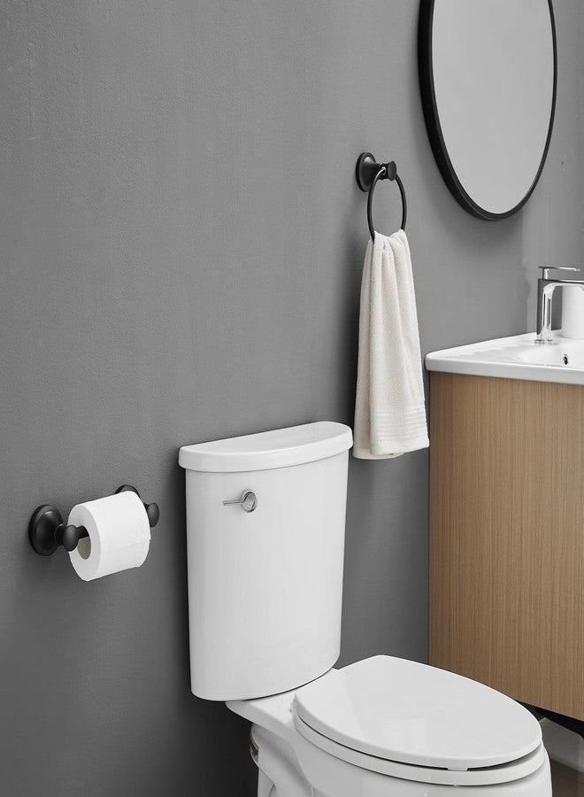 RUMOSE Toilet Paper Holder and Hand Towel Ring Matte Black Wall Mount Bathroom Hardware Accessories 2 PCS Set Flexible Pivoting Toilet Tissue Roll Holder and Towel Hanger, Stainless Steel - Image 2