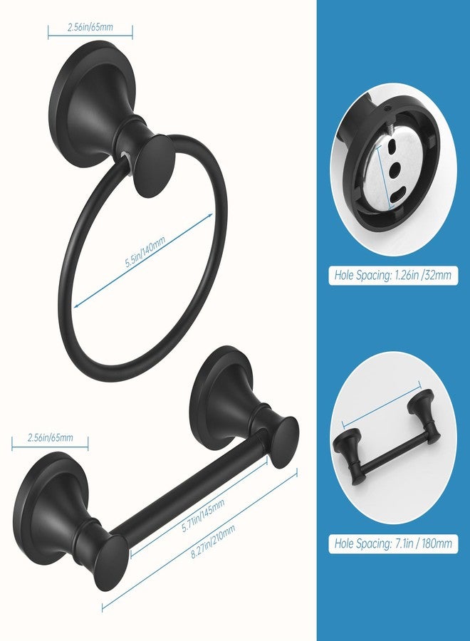 RUMOSE Toilet Paper Holder and Hand Towel Ring Matte Black Wall Mount Bathroom Hardware Accessories 2 PCS Set Flexible Pivoting Toilet Tissue Roll Holder and Towel Hanger, Stainless Steel - Image 5