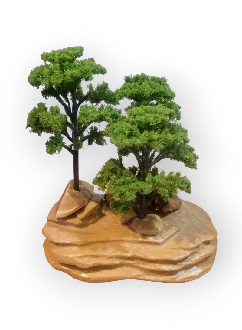 Generic An artificial tree mounted on a natural carved rock base/handmade  - Image 1