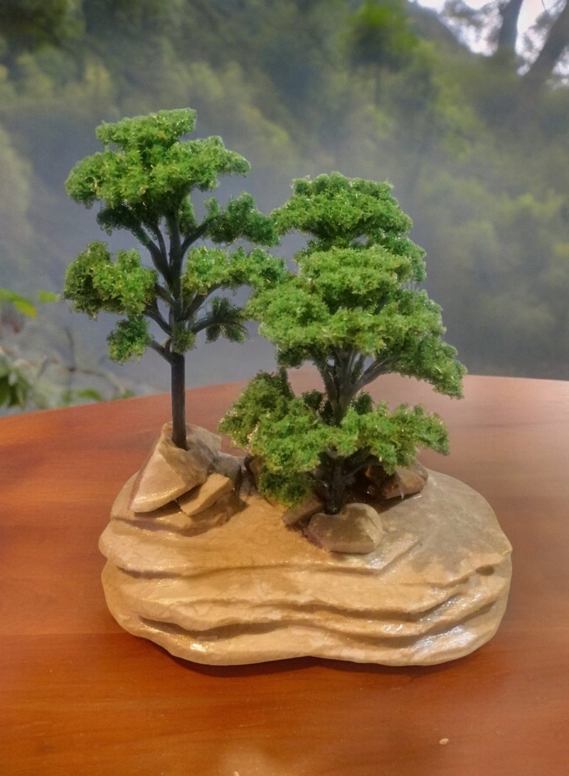 Generic An artificial tree mounted on a natural carved rock base/handmade  - Image 3