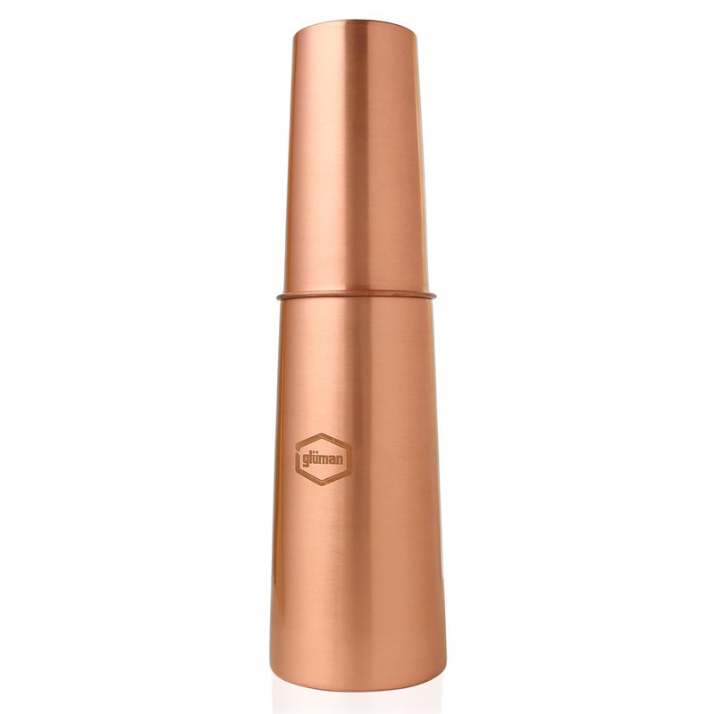 Gluman Gluman CupPura Copper Water Bottle With InBuilt Glass Cap LeakProof Design I Copper Bottle for Home School Gym Yoga Trekking Travel Bottle Drinkware Storage Purpose 850 ml  - Image 1