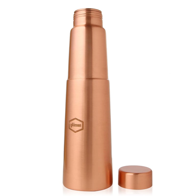 Gluman Gluman CupPura Copper Water Bottle With InBuilt Glass Cap LeakProof Design I Copper Bottle for Home School Gym Yoga Trekking Travel Bottle Drinkware Storage Purpose 850 ml  - Image 3