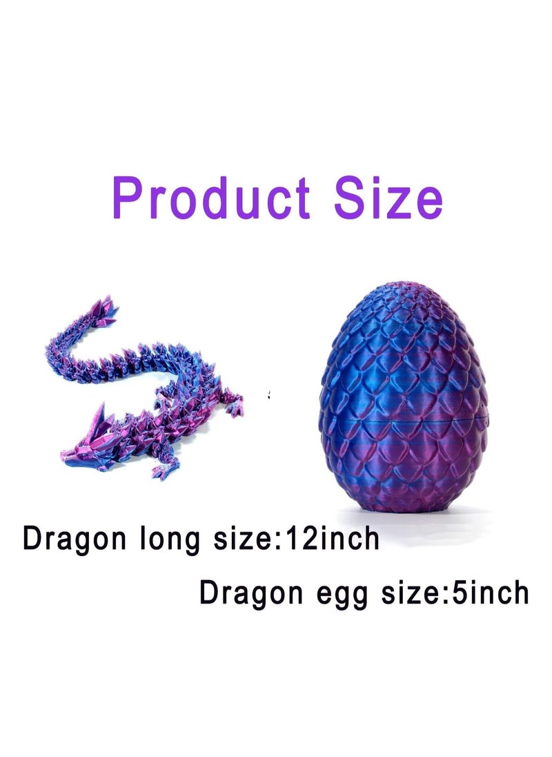 RATSAW - 3D Printed Dragon Dragon Egg Fidget Toy Surprise Articulated Crystal Gem Dragon Mystery Dragon Eggs with Dragon Inside 3D Printed Toys Gift Figurine Decor Laser Purple - Image 1